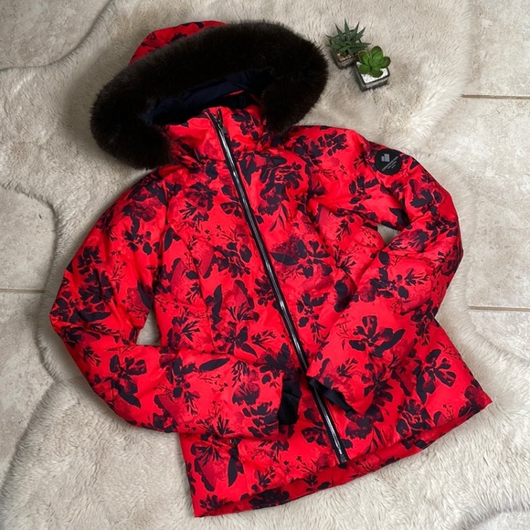 Obermeyer Jackets & Blazers - Obermeyer Bombshell Jacket Insulated Winter Ski Red Black Flowers Size 4